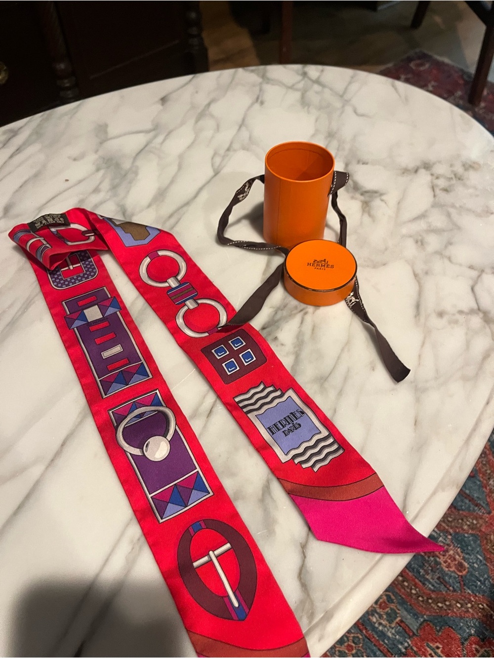 Authentic Hermes Twilly Scarf